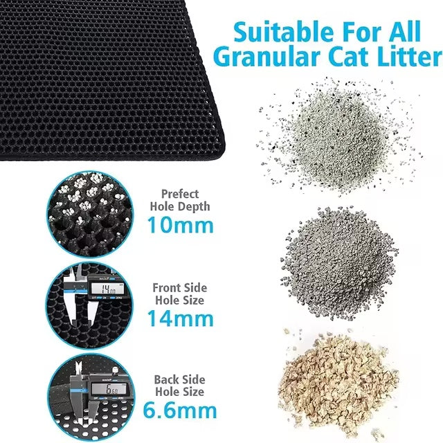 Cat Litter Mat Non Slip Big Pet Litter Box Filter Mat Double Layer