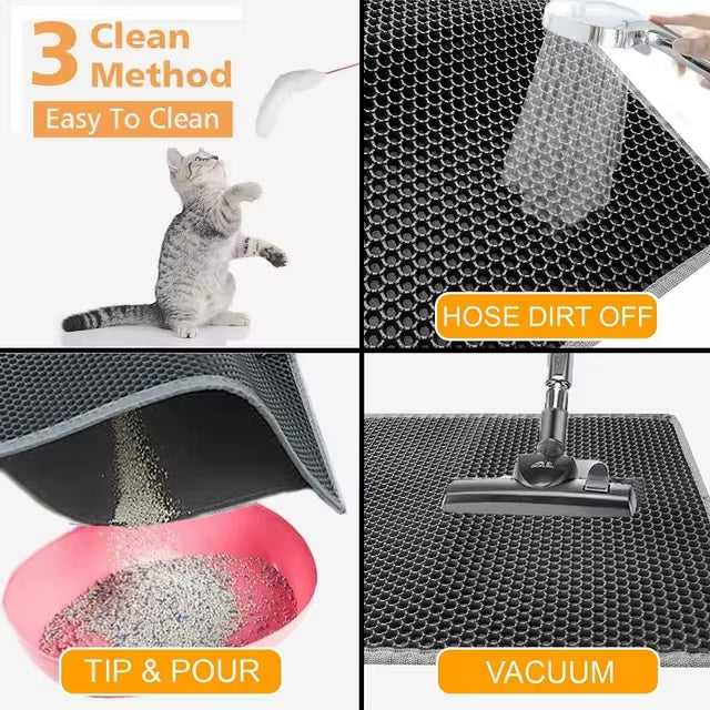 Cat Litter Mat Non Slip Big Pet Litter Box Filter Mat Double Layer